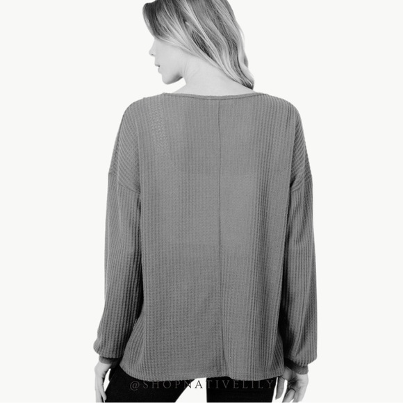 Zenana Women's Soft Brushed Waffle V-Neck Button Sweater Sz Small, Dark Burgundy - Picture 2 of 5